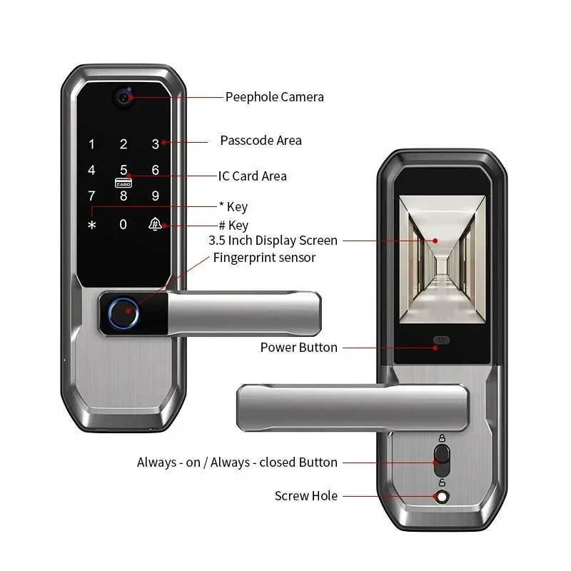 Smart Door Lock Fingerprint Wifi - 투야 와이파이 스마트 도어락, 피프홀 카메라