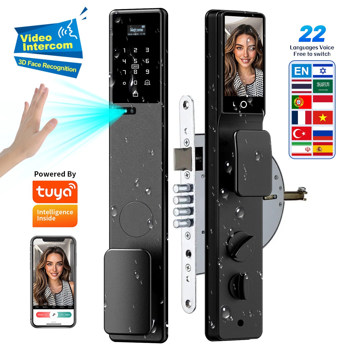 Smart Door Lock 3D Face Palm Vein - 방수 기능이 있는 3D 얼굴 인식