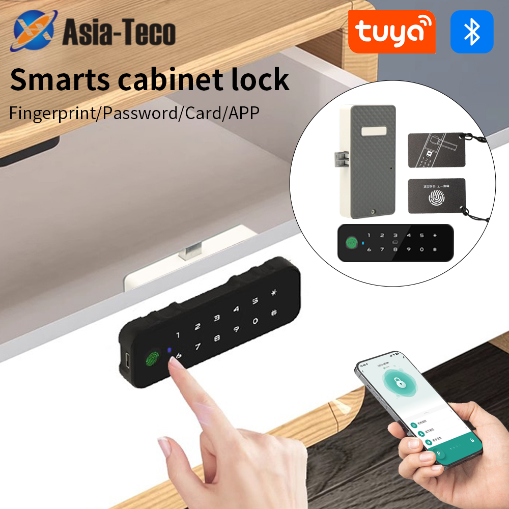 Smart Lock For Sliding Door - Tuya 블루투스 스마트 우드 캐비닛 지문