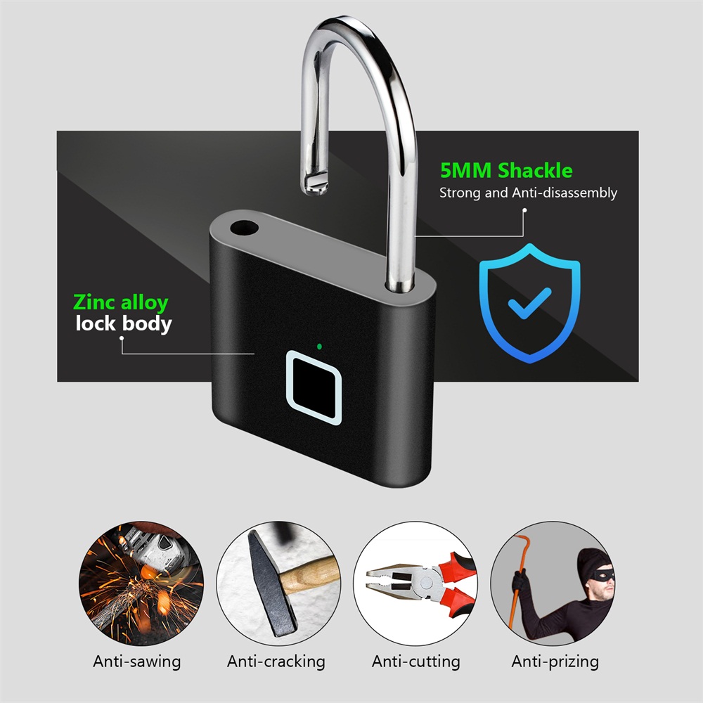 Fingerprint Padlock Weatherproof - 시잉스 가드네스 스마트락 방수 아연 합금