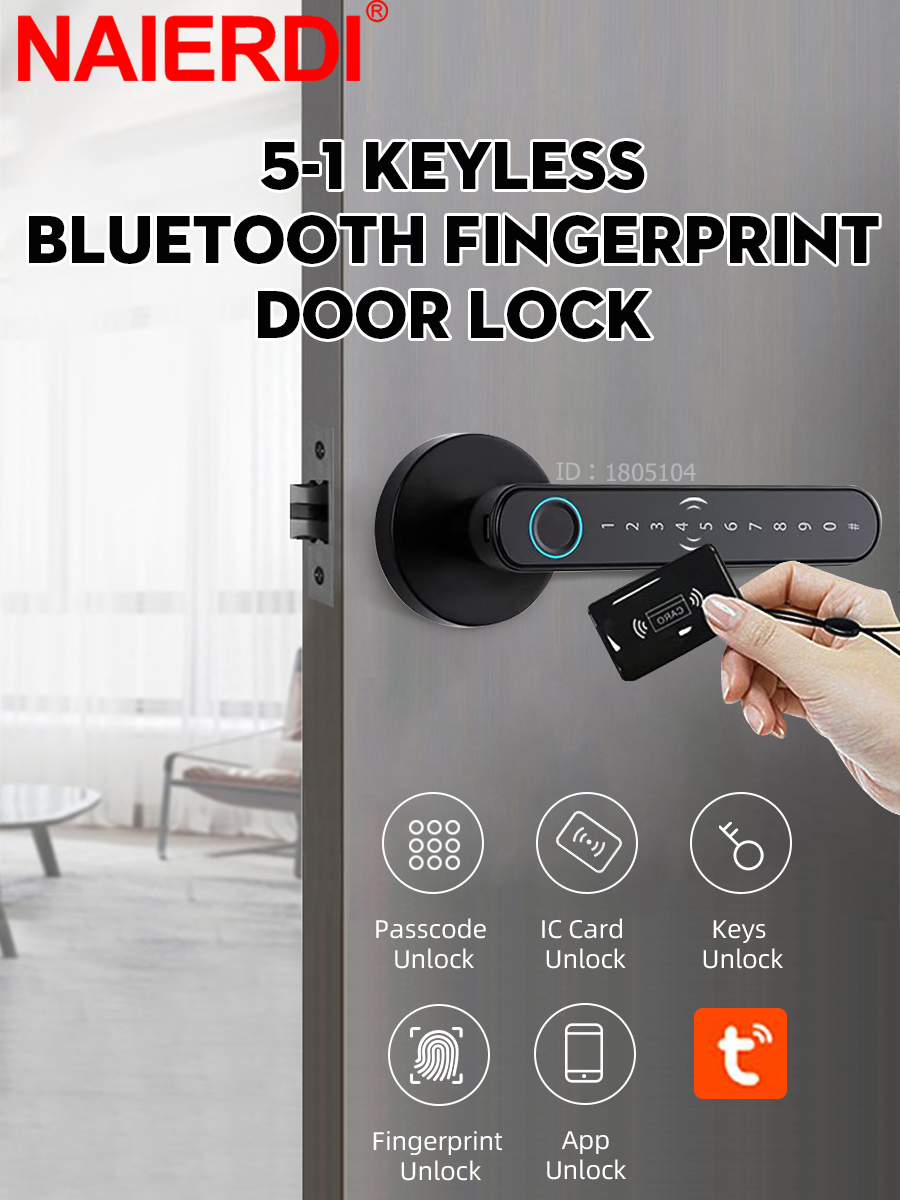 Digital Door Lock Fingerprint Handle - NAIERDI 스마트 도어 잠금 장치 5-1