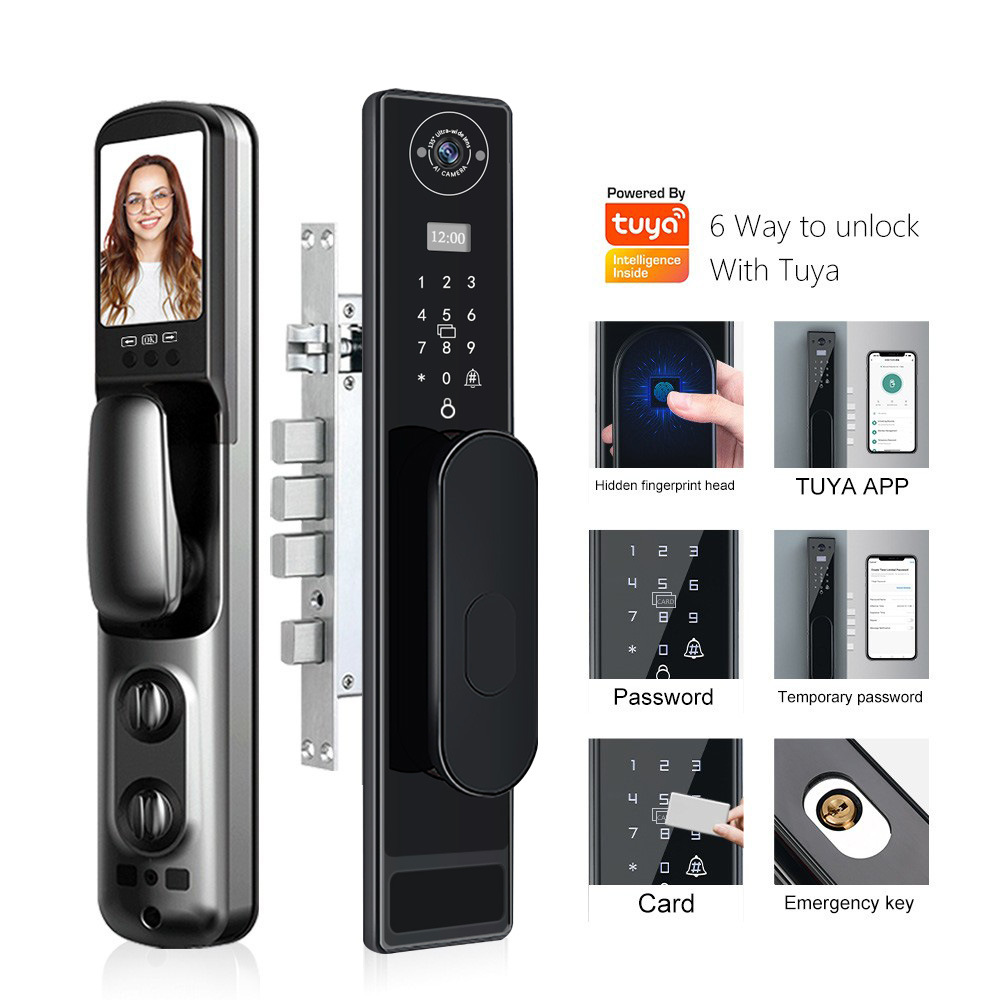 Smart Door Lock With Camera Intercom - 자동 TUYA 와이파이 캣아이 캡처 지문