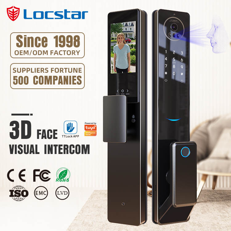 Smart Door Lock With Camera Intercom - 록스타 수치 제어 가공 기술 4.5인치