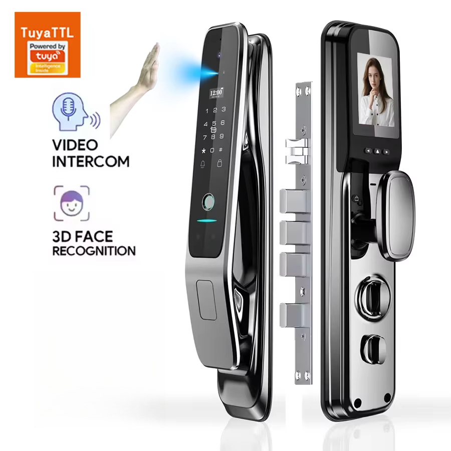 Smart Door Lock Fingerprint Wifi - 투야 완전 자동 스마트 도어락, 3D
