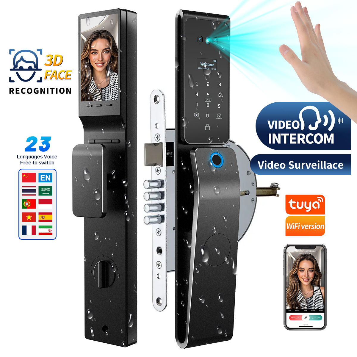 Fingerprint Padlock Weatherproof - Tuya 스마트 디지털 잠금 장치 3D