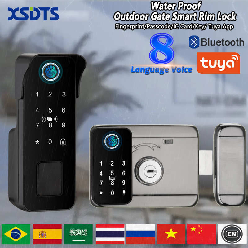 Smart Rim Lock Wifi Fingerprint - 방수 스마트 도어락 지문인식 야외 정원