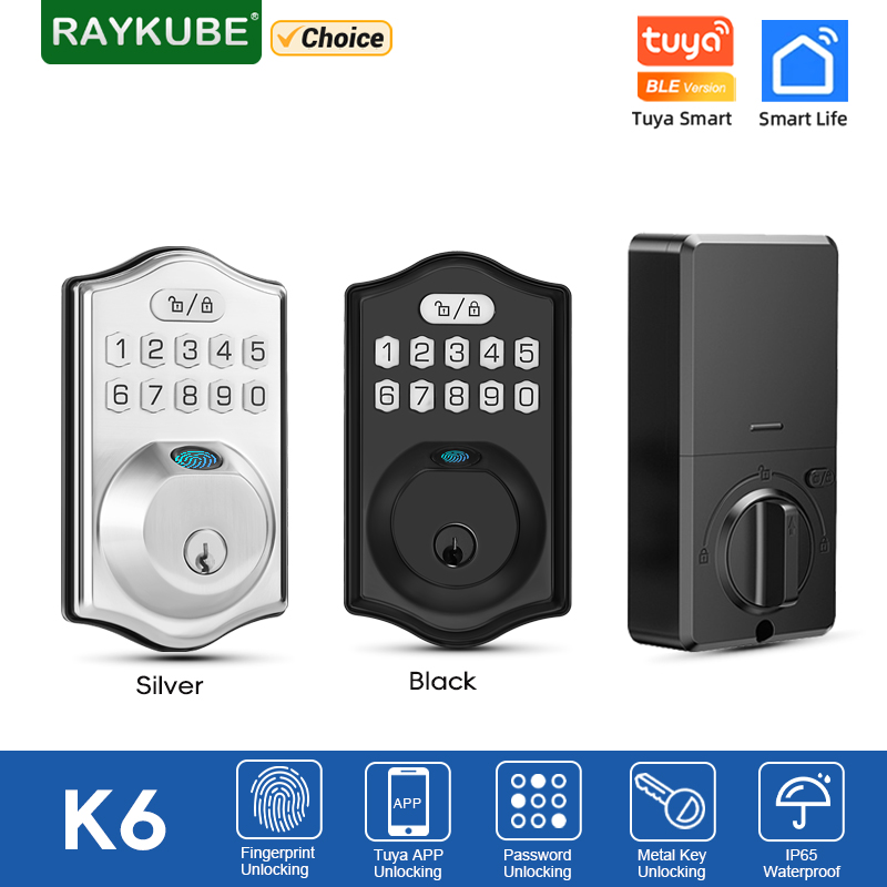 Smart Lock Deadbolt Keypad Bluetooth - RAYKUBE K6 Tuya BLE 방수 스마트