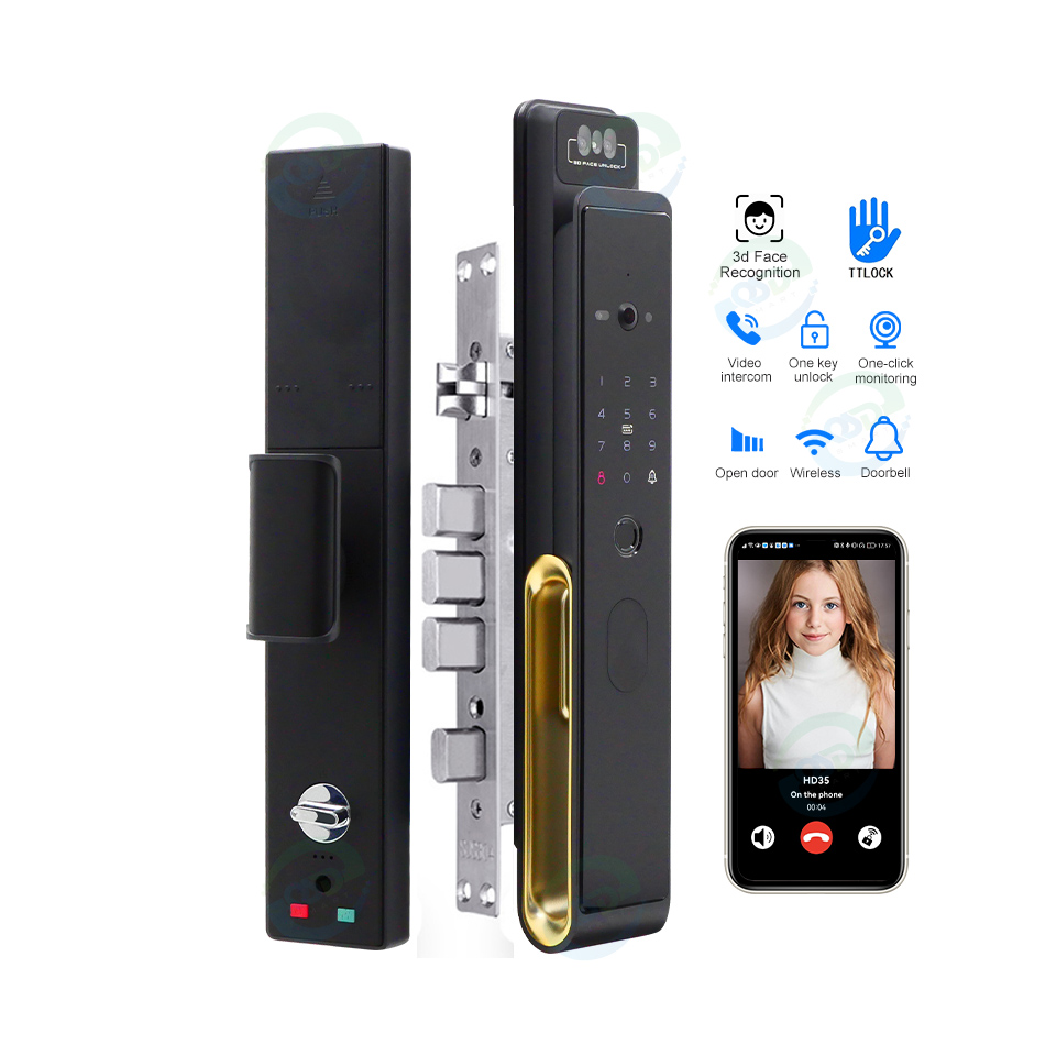 Video Door Lock With Camera Peephole - 와이파이 비디오 인터콤 얼굴 인식 도어락