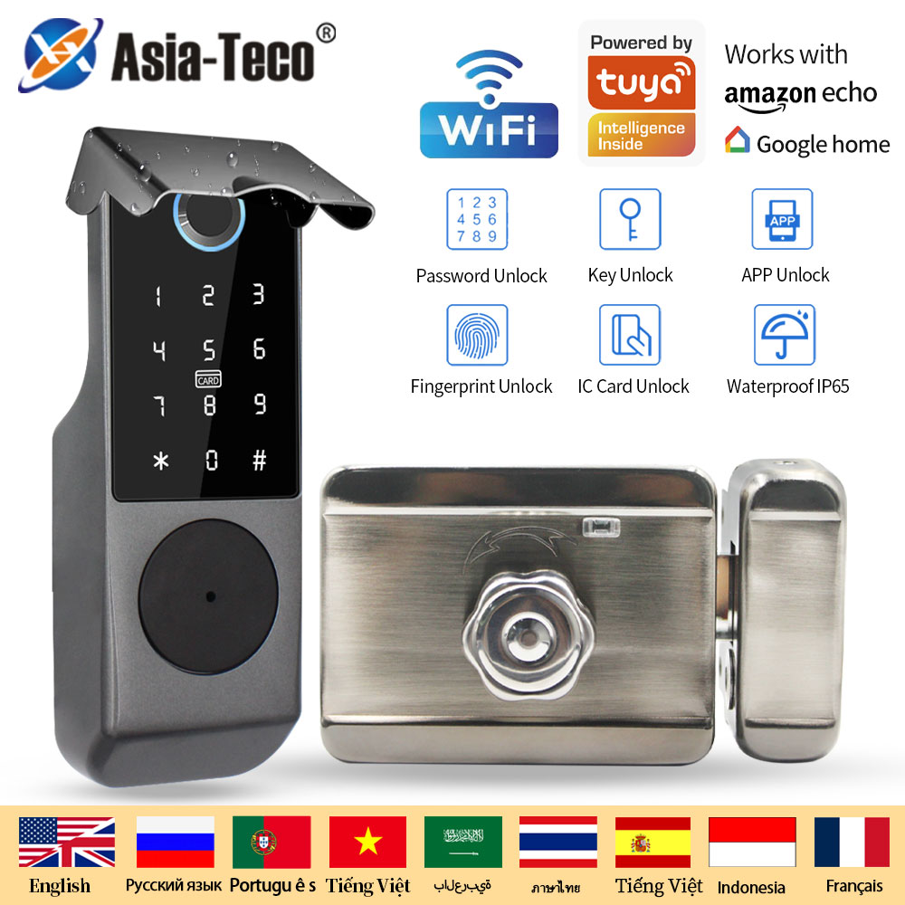 Smart Rim Lock Wifi Fingerprint - Tuya App 지문 스마트 도어락 지원,