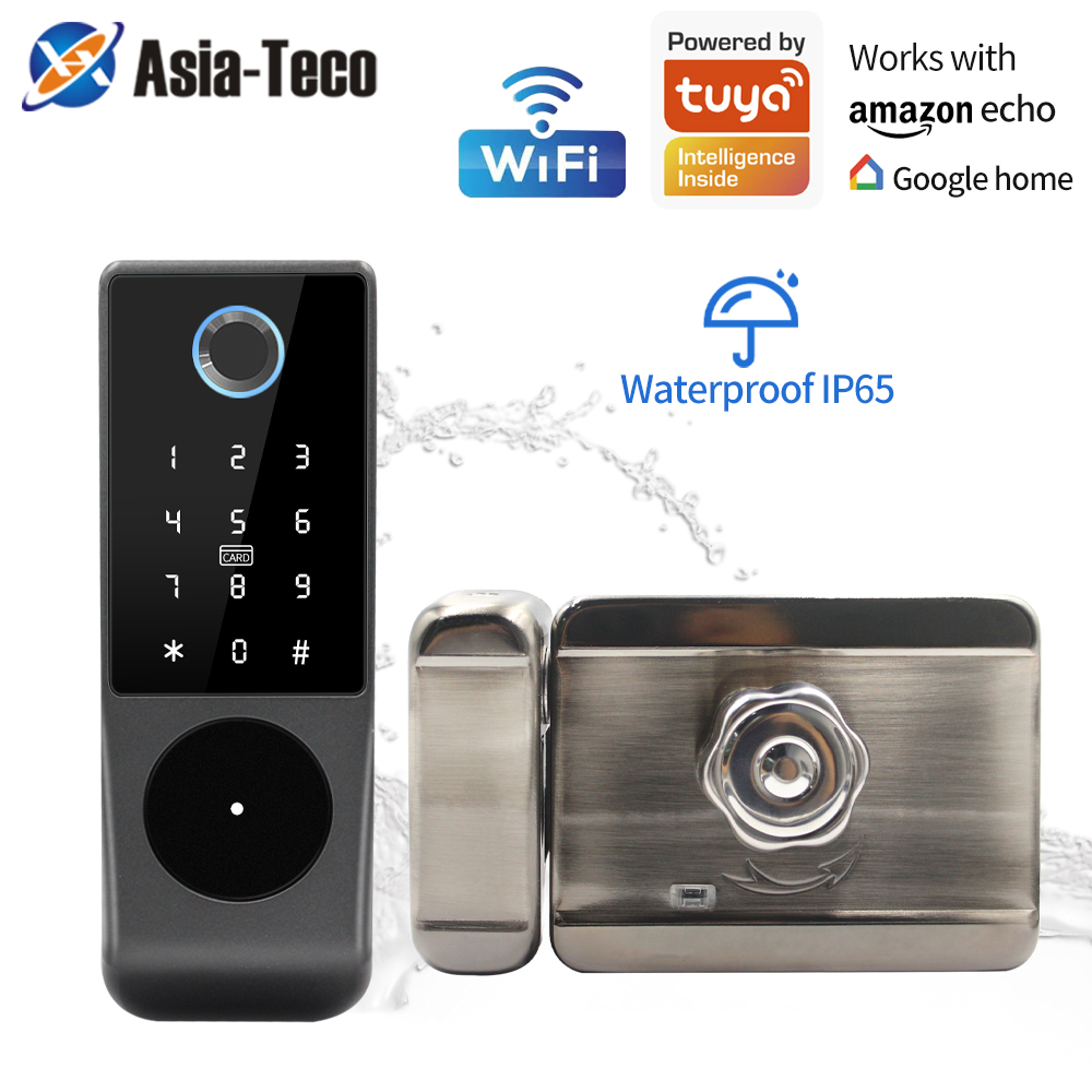Smart Rim Lock Wifi Fingerprint - IP65 방수 와이파이 투야 앱 지문