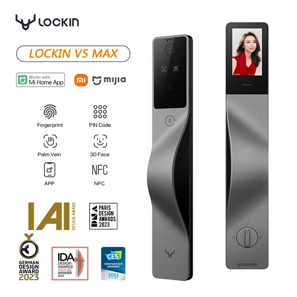 Smart Door Lock Fingerprint Wifi - 락인 V5 맥스 3D 얼굴 인식