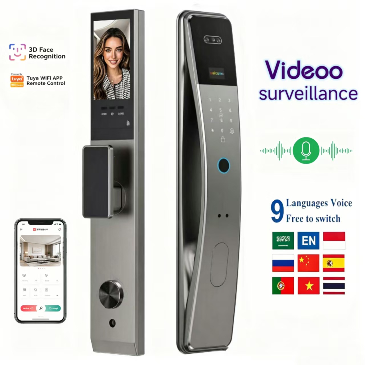 스마트 비밀번호 잠금, 지문 인식, 투야(Tuya) 연 - Video Door Lock With Camera Peephole 리뷰 및 가격
