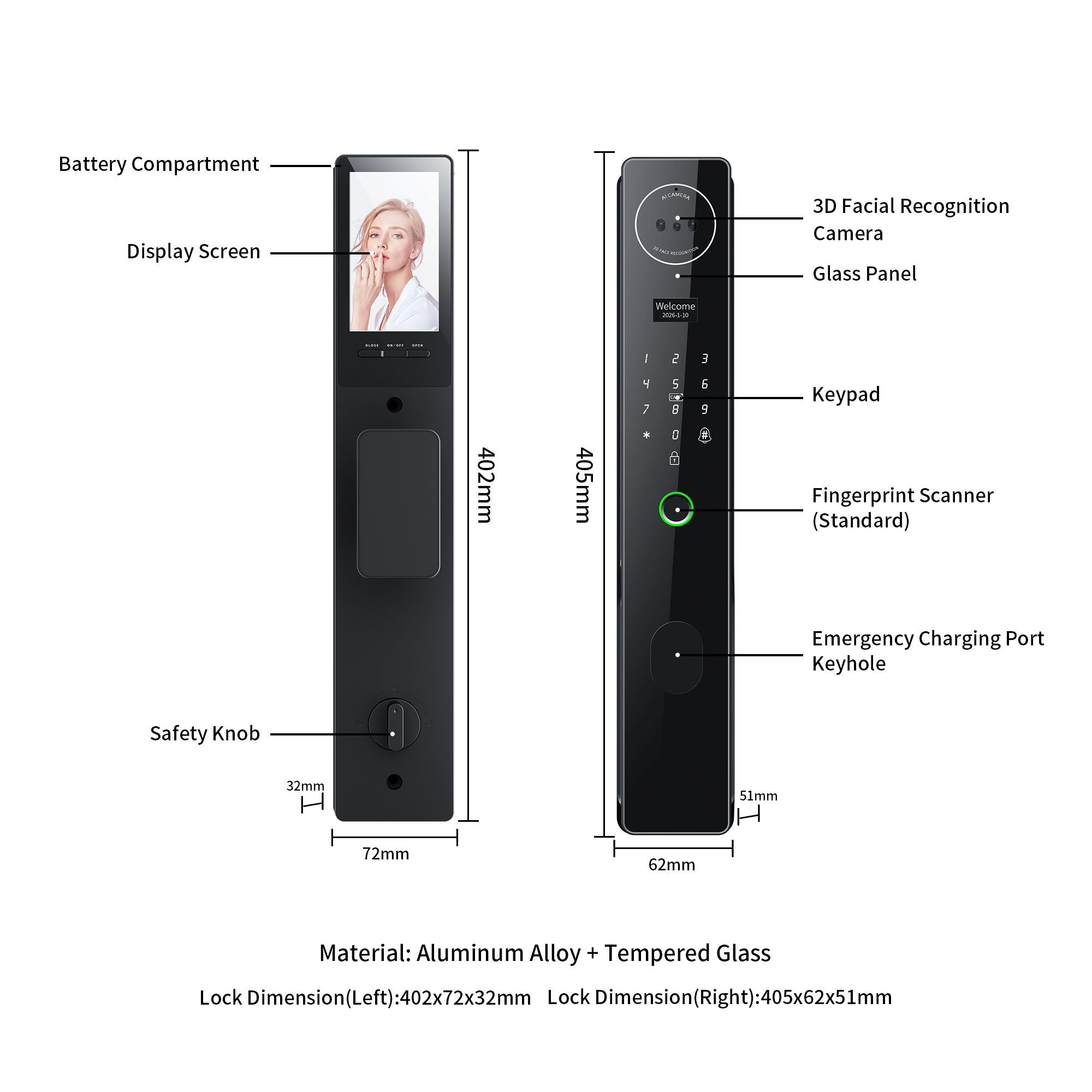 블루록 3D 얼굴 인식 스마트 잠금장치, 지문 인식 기 - Video Door Lock With Camera Peephole 리뷰 및 가격