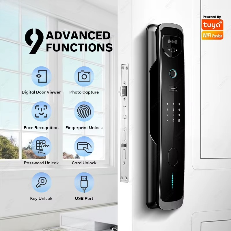 비디오 인터콤 외부 보안 시스템 현관문 지능형 지문 얼 - Smart Door Lock With Camera Intercom 리뷰 및 가격