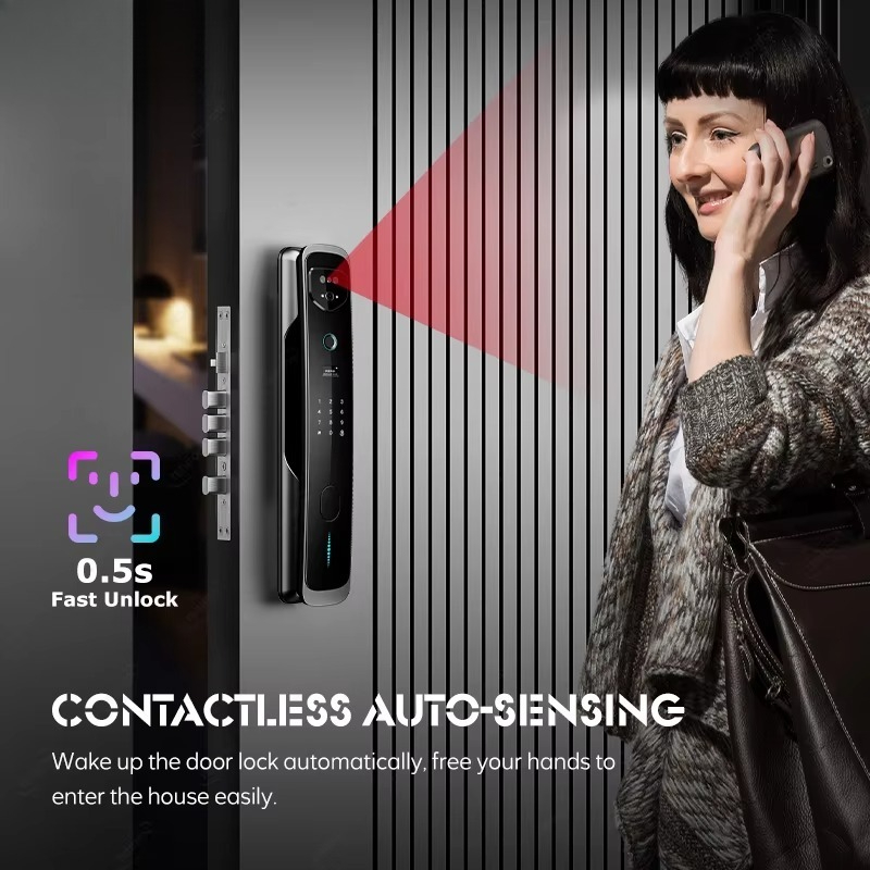 비디오 인터콤 외부 보안 시스템 현관문 지능형 지문 얼 - Smart Door Lock With Camera Intercom 리뷰 및 가격