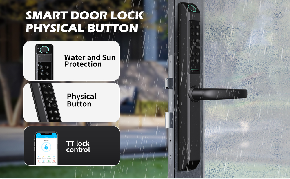 IP65 방수 물리 버튼 키패드 슬림 핸들 스마트 UP - Digital Door Lock Fingerprint Handle 리뷰 및 가격