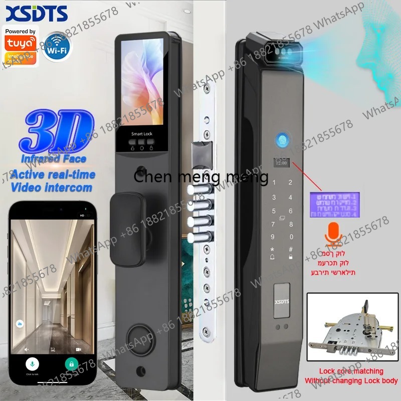 3D 얼굴 실시간 인터콤 스마트 도어락 손바닥 정맥 카 - Smart Door Lock With Camera Intercom 리뷰 및 가격