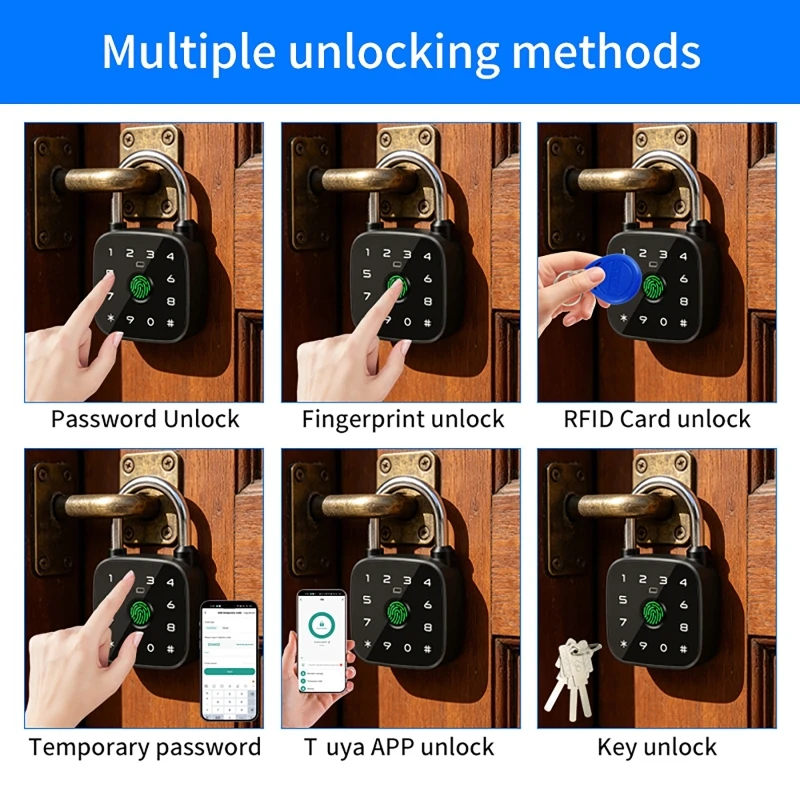 투야 스마트 블루투스 자물쇠, 5가지 기능(지문, 비밀 - Fingerprint Padlock Weatherproof 리뷰 및 가격