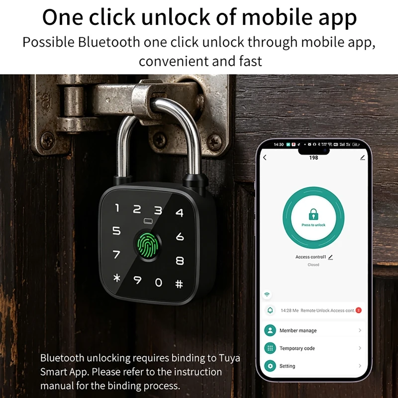 투야 스마트 블루투스 자물쇠, 5가지 기능(지문, 비밀 - Fingerprint Padlock Weatherproof 리뷰 및 가격