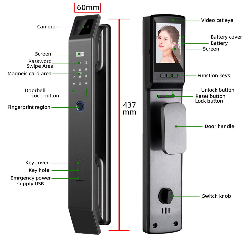 RAYKUBE DF14 Tuya WiFi 3D 얼굴 인 - Video Door Lock With Camera Peephole 리뷰 및 가격