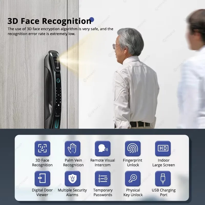 스마트 잠금장치, 3D 얼굴 인식, 손바닥 정맥 인식, - Video Door Lock With Camera Peephole 리뷰 및 가격