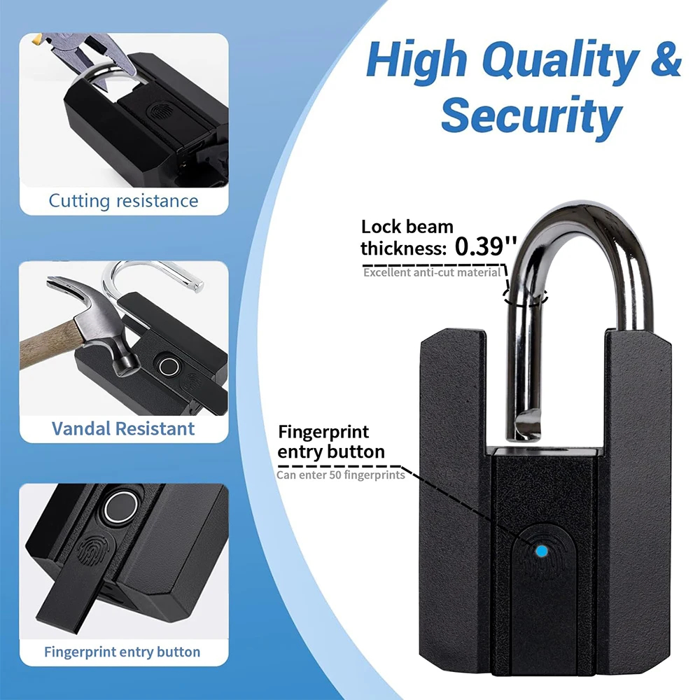 스마트 지문 인식 자물쇠, TTlock 앱으로 제어 가 - Fingerprint Padlock Weatherproof 리뷰 및 가격