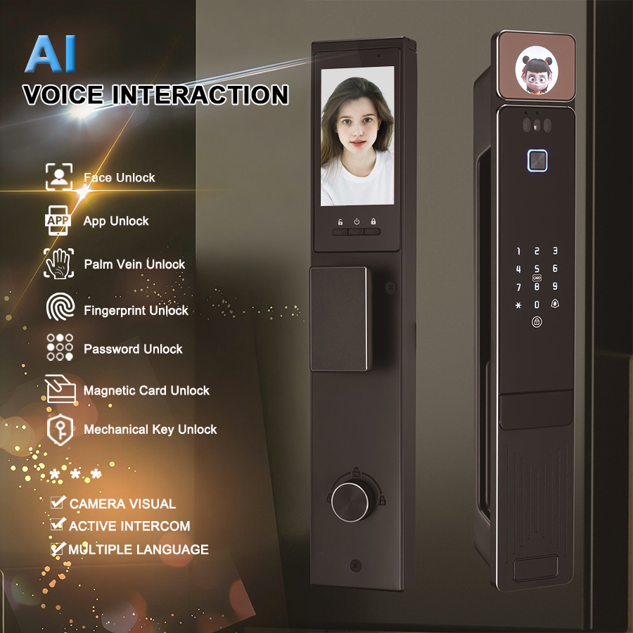 이테크E AI 음성 상호작용 능동형 비주얼 인터콤 3D - Smart Door Lock 3D Face Palm Vein 리뷰 및 가격