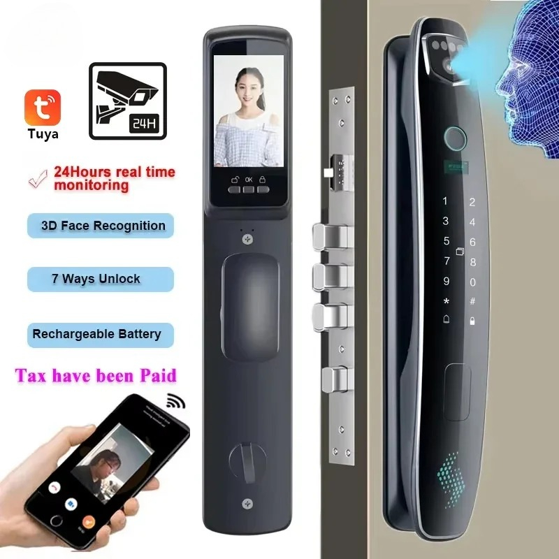 3D 얼굴 인식 스마트 비밀번호 도어락 비디오 인터콤  - Smart Door Lock With Camera Intercom 리뷰 및 가격