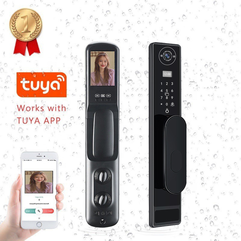 자동 TUYA 와이파이 캣아이 캡처 지문 잠금 장치,  - Smart Door Lock With Camera Intercom 리뷰 및 가격