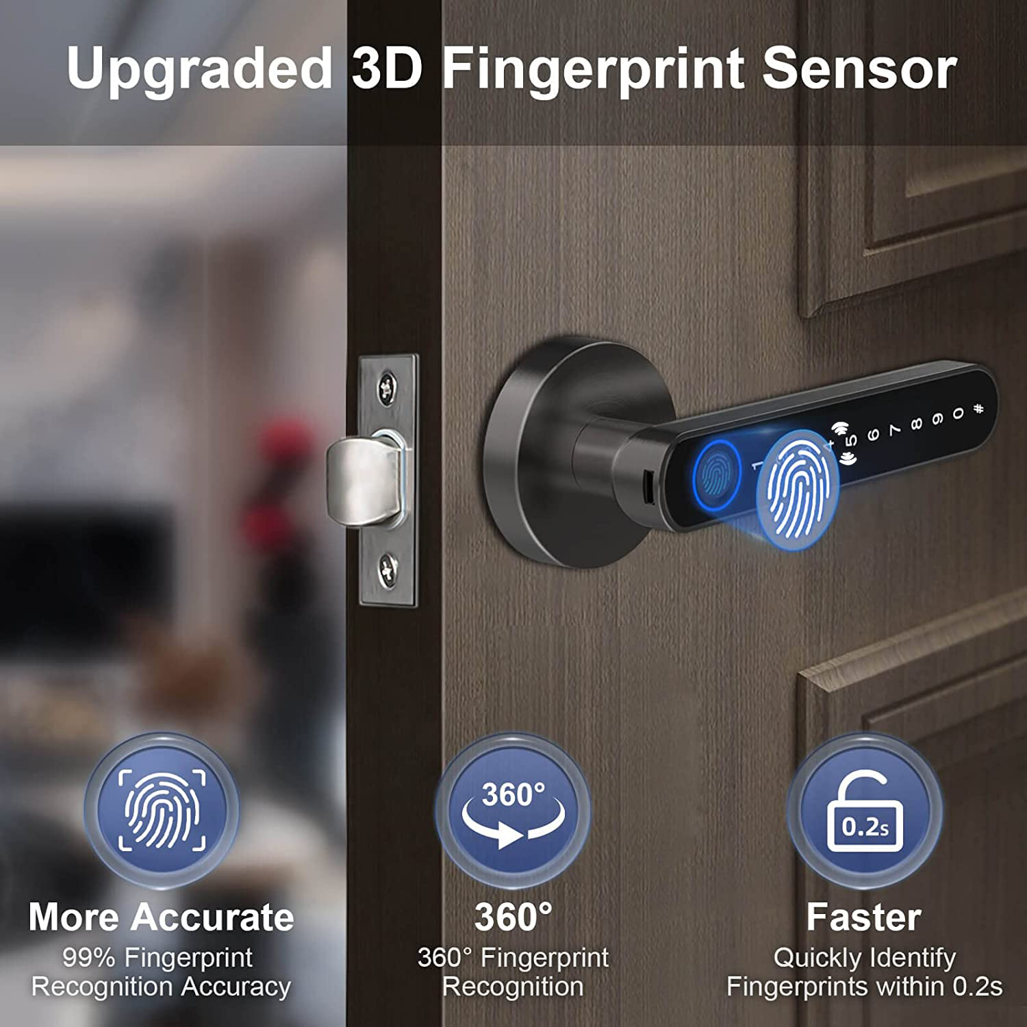스마트 지문 문짝 잠금 핸들, 홈 아파트용 키 카드,  - Digital Door Lock Fingerprint Handle 리뷰 및 가격