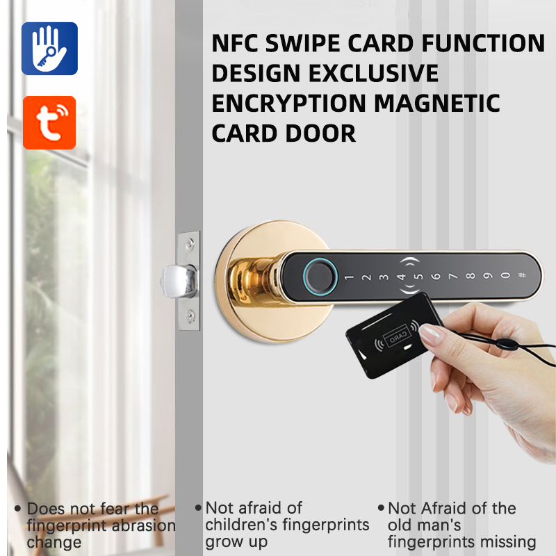 스마트 지문 문짝 잠금 핸들, 홈 아파트용 키 카드,  - Digital Door Lock Fingerprint Handle 리뷰 및 가격