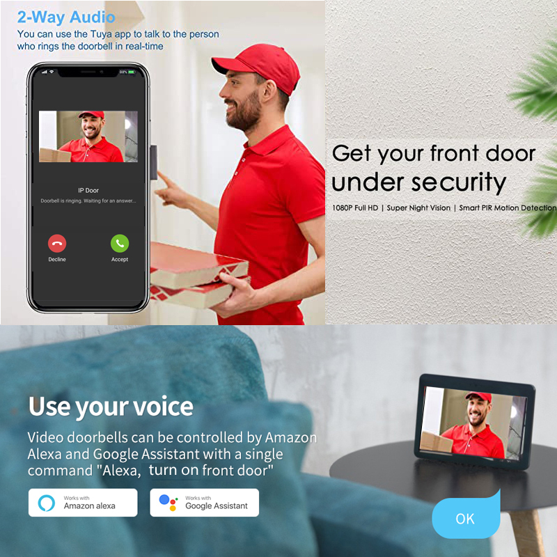 투야 스마트 초인종 카메라, 와이파이 무선 IR HD  - Smart Door Lock With Camera Intercom 리뷰 및 가격