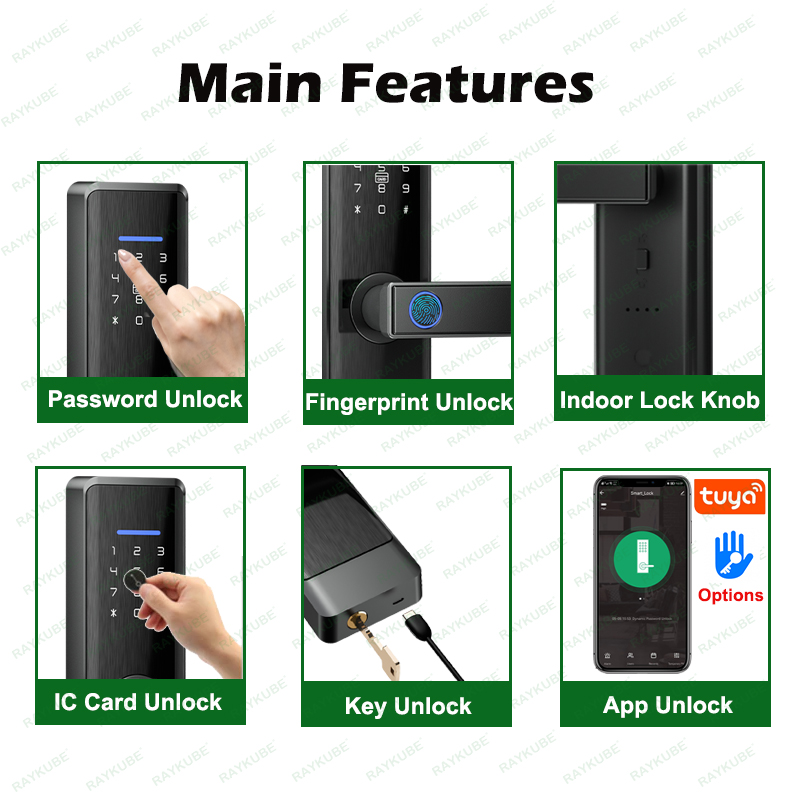 RAYKUBE L1 블랙 스마트 도어락, Tuya Wi - Smart Lock Zigbee Gateway 리뷰 및 가격