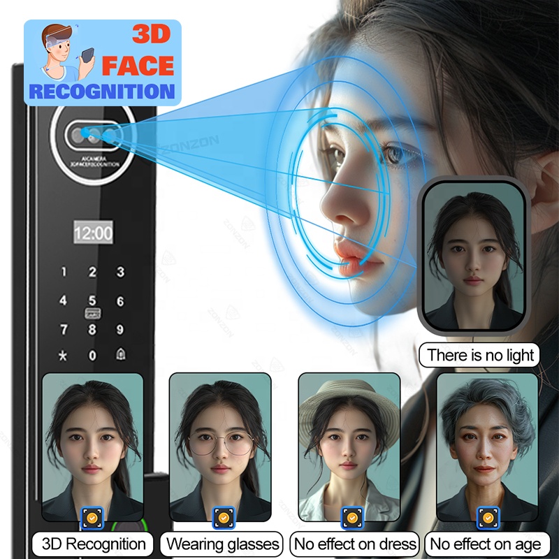 자동 지문 전자 지그비 손바닥 정맥 3D 얼굴 인식 카 - Smart Door Lock 3D Face Palm Vein 리뷰 및 가격