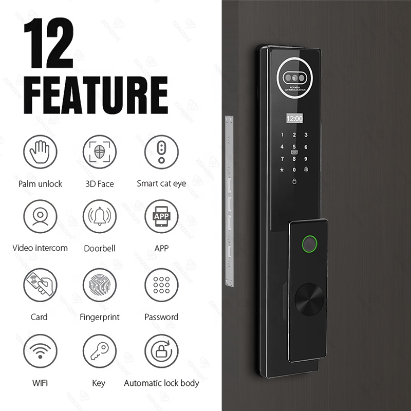 자동 지문 전자 지그비 손바닥 정맥 3D 얼굴 인식 카 - Smart Door Lock 3D Face Palm Vein 리뷰 및 가격