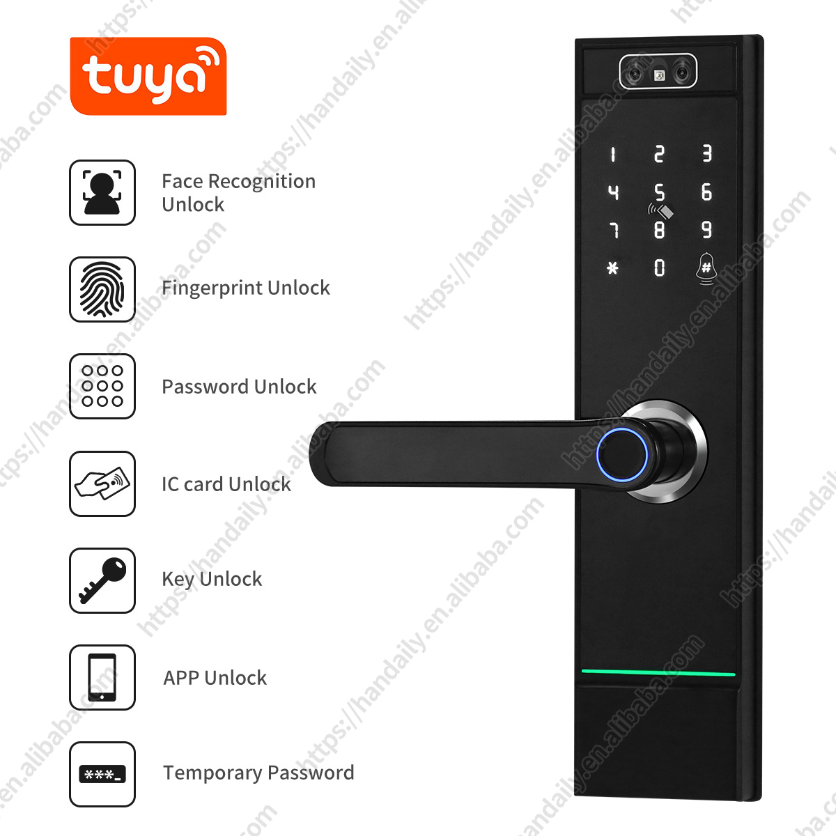 고보안 도매 3D 얼굴 인식 지문 지능형 디지털 핸들  - Digital Door Lock Fingerprint Handle 리뷰 및 가격