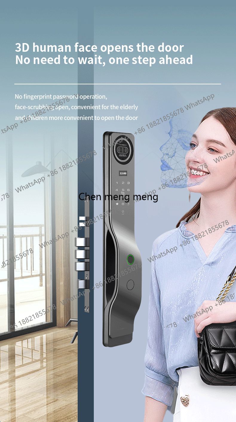 3D 얼굴 인식 지능형 와이파이 디지털 스마트 도어락  - Smart Door Lock 3D Face Palm Vein 리뷰 및 가격
