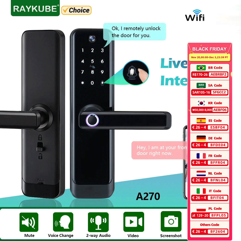 RAYKUBE 투야 와이파이 양방향 오디오 비디오 인터 - Video Door Lock With Camera Peephole 리뷰 및 가격