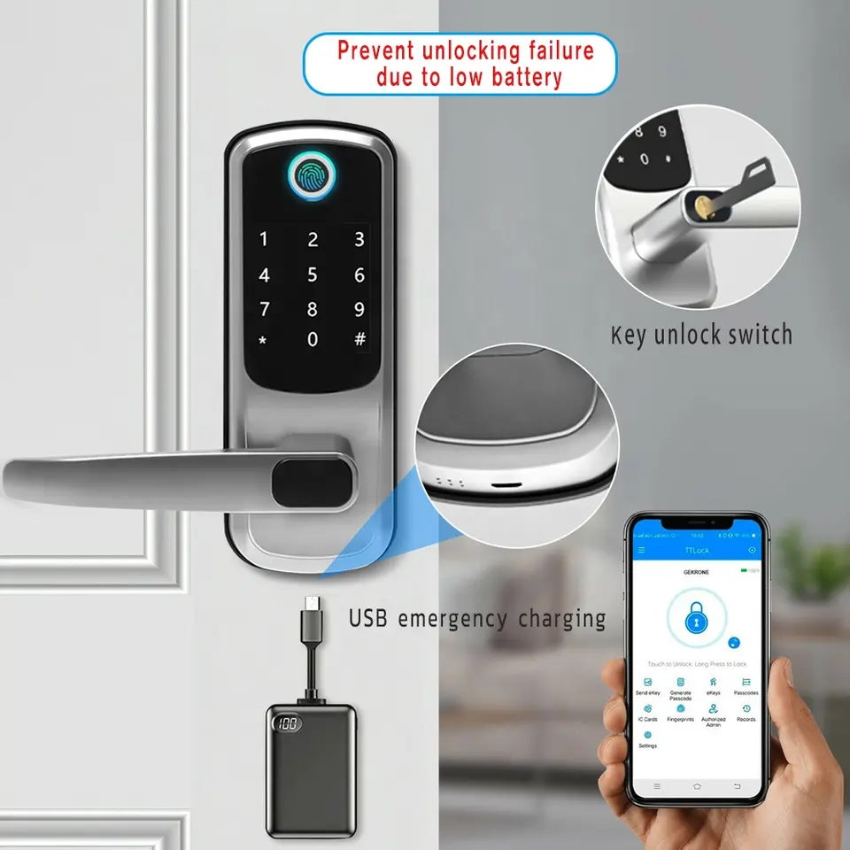 스마트 홈 및 아파트용 지문 인식, 비밀번호, 키리스  - Digital Door Lock Fingerprint Handle 리뷰 및 가격
