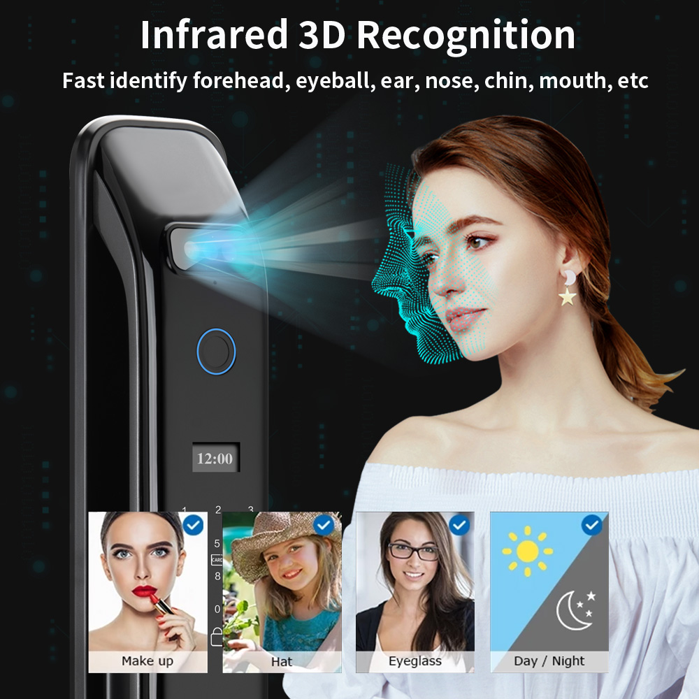 3D 실시간 인터콤 얼굴 인식 디지털 도어 잠금 장치  - Fingerprint Padlock Weatherproof 리뷰 및 가격