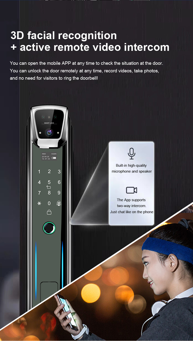 얼굴 지문 키 가상 비밀번호 목재/알루미늄/강철 문용  - Face Recognition Door Lock 리뷰 및 가격