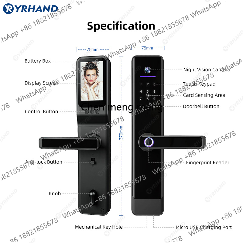 YRHAND Tuya Wifi 카메라 비디오 인터콤 잠 - Video Door Lock With Camera Peephole 리뷰 및 가격