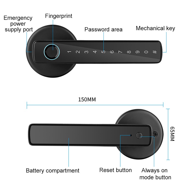 Tuya 스마트 지문 잠금 장치 블루투스 무선 전자 디 - Digital Door Lock Fingerprint Handle 리뷰 및 가격