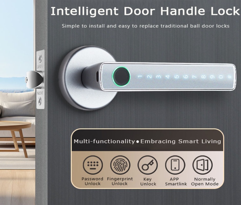 Tuya 스마트 지문 잠금 장치 블루투스 무선 전자 디 - Digital Door Lock Fingerprint Handle 리뷰 및 가격