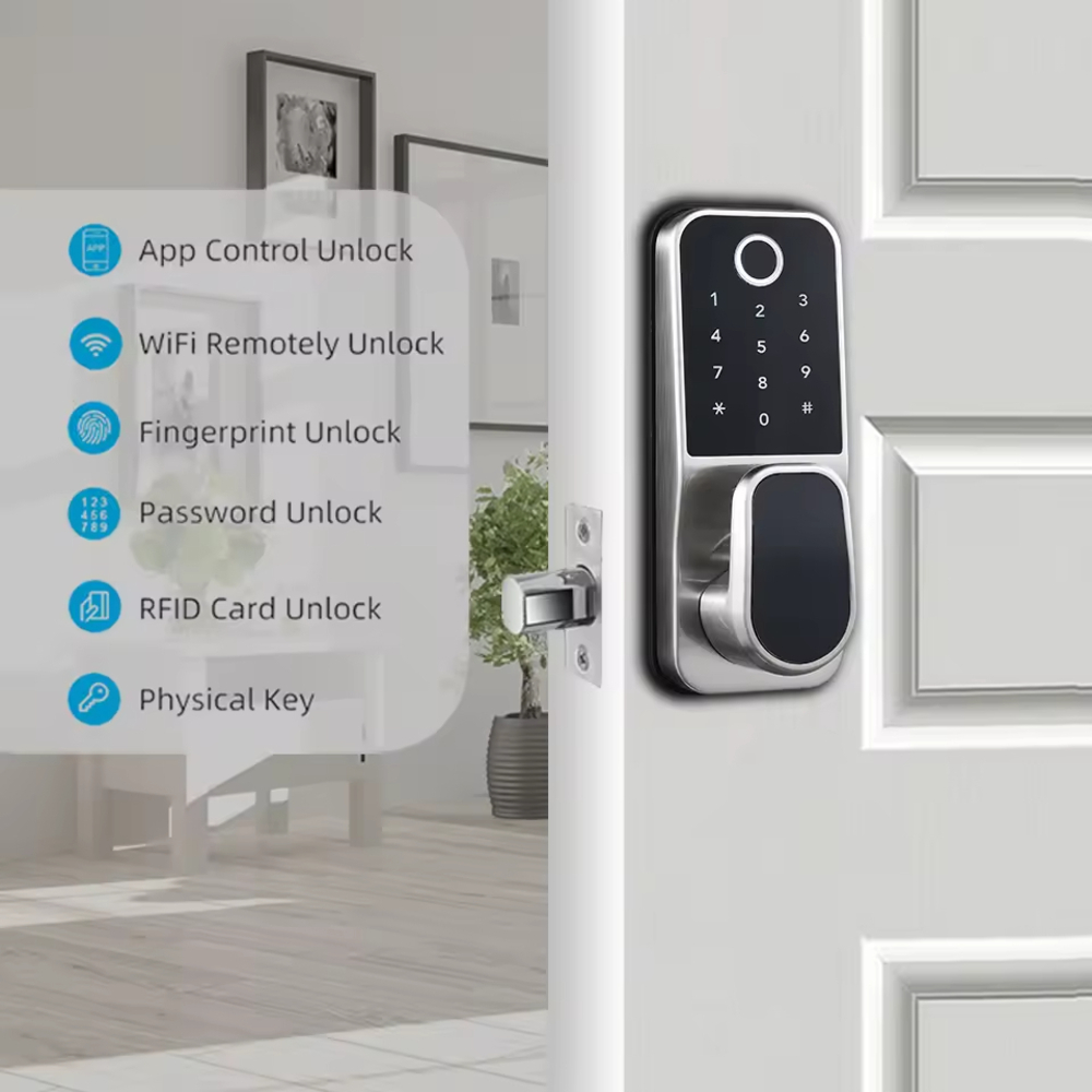 홈 시큐리티 원격 제어 Wifi TTLock 앱 지능형 - Digital Door Lock Fingerprint Handle 리뷰 및 가격
