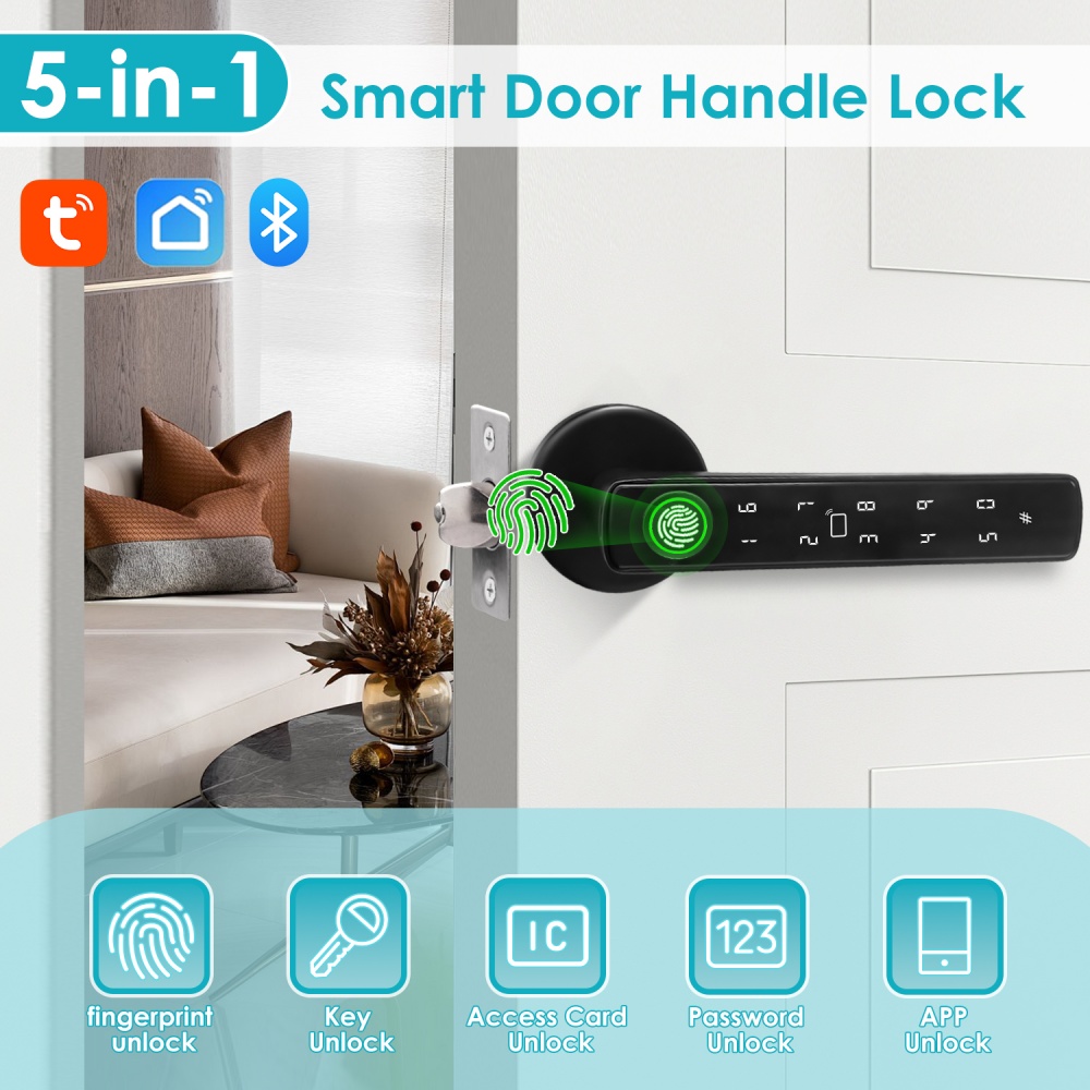 YFK 투야 5-in-1 스마트 도어 핸들 잠금장치 블 - Fingerprint Padlock Weatherproof 리뷰 및 가격
