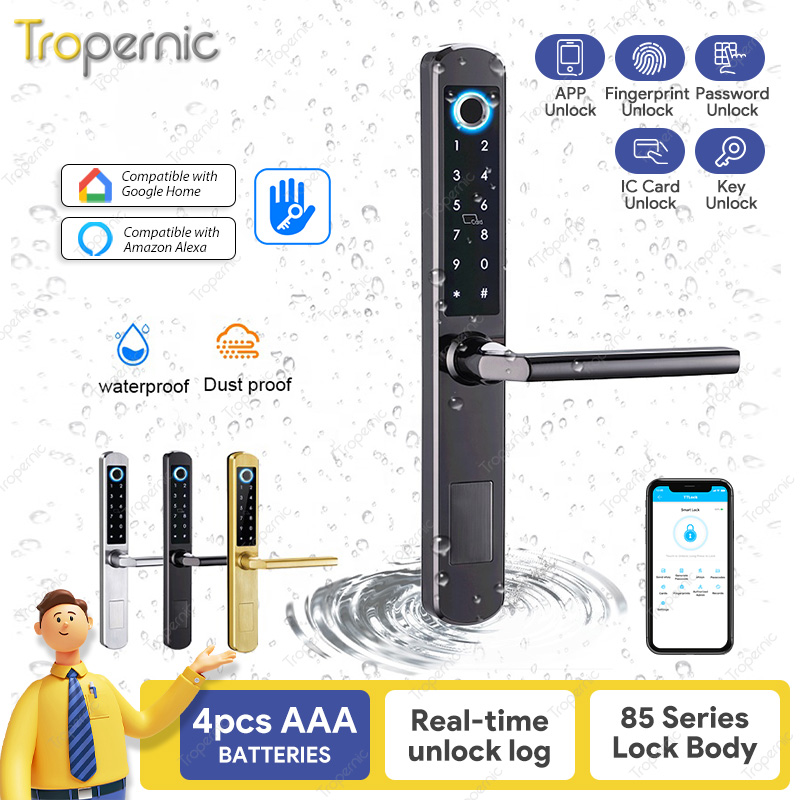 IP66 알루미늄 안뜰 슬라이딩 유리 도어 스마트 잠금 - Digital Door Lock Fingerprint Handle 리뷰 및 가격