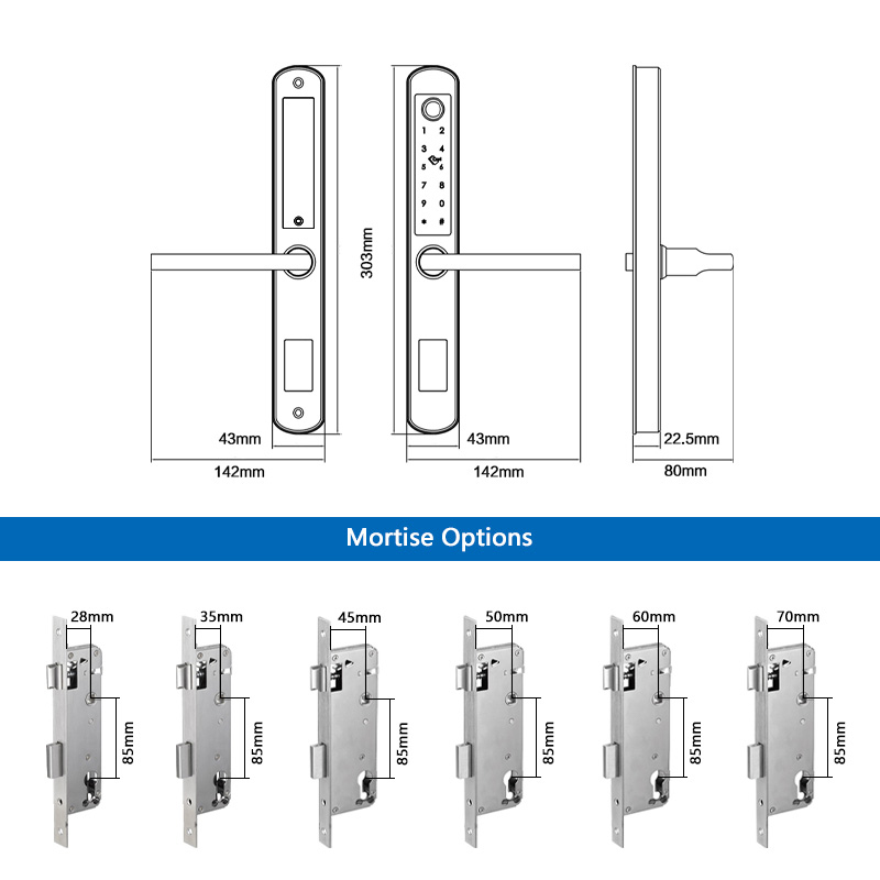 IP66 알루미늄 안뜰 슬라이딩 유리 도어 스마트 잠금 - Digital Door Lock Fingerprint Handle 리뷰 및 가격