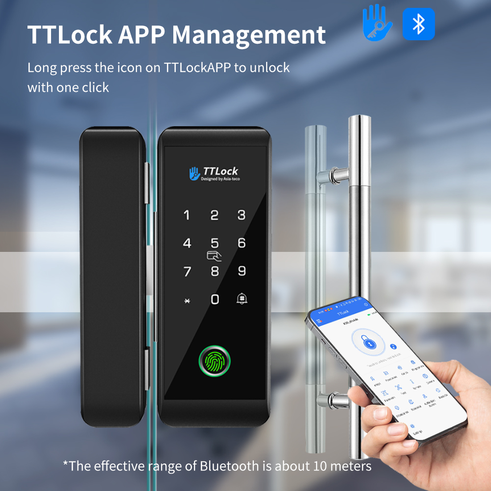 TTLOCK 스마트 유리문 잠금장치, 지문 인식 기능, - Smart Door Lock Fingerprint Wifi 리뷰 및 가격