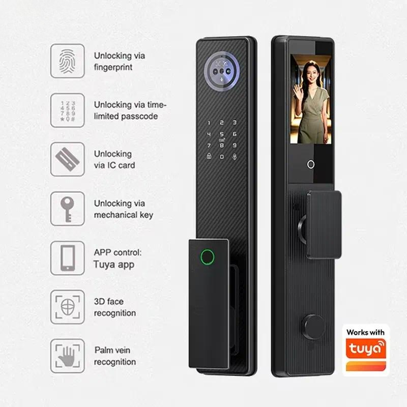 지문 인식 알루미늄 스마트 도어락, 3D 얼굴 인식 및 - Smart Door Lock 3D Face Palm Vein 리뷰 및 가격